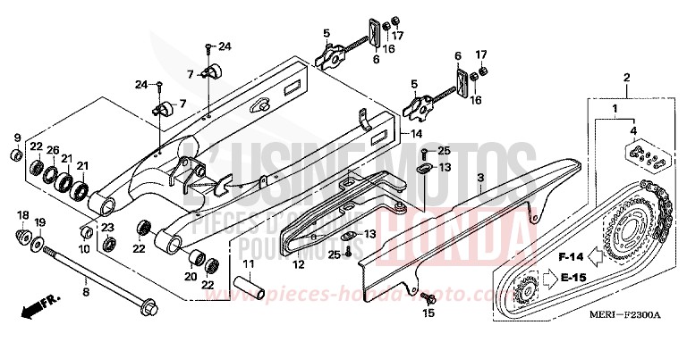 SWINGARM for CBF600N ABS FORCE SILVER METALLIC (NH411D) from 2005